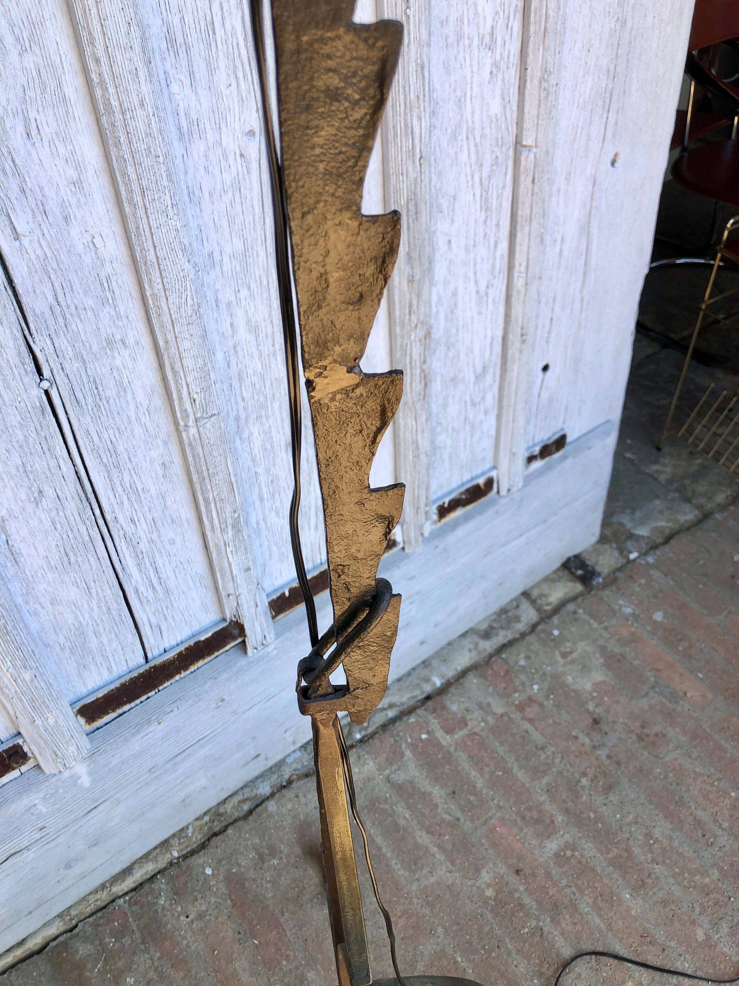 Brutalist wrought iron floor lamp 1970