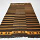 Tapis Kilim vintage rayé orange et marron 6x9, 172x291 cm