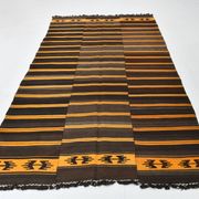 Tapis Kilim vintage rayé orange et marron 6x9, 172x291 cm