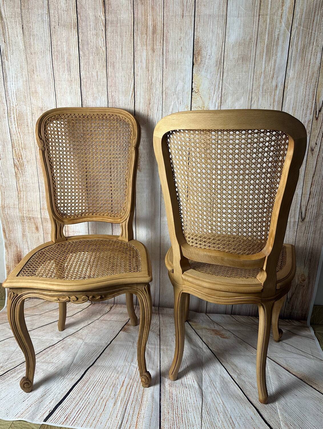 Set of 3 antique caned chairs – Louis XV style