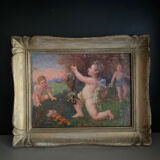 Tableau ancien XIXème huile sur panneau « Putti «