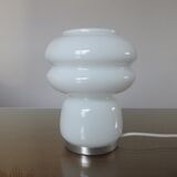 Mushroom lamp in white opaline 70s
