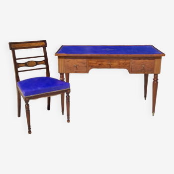 Louis XVI Style Mahogany Desk and Chair