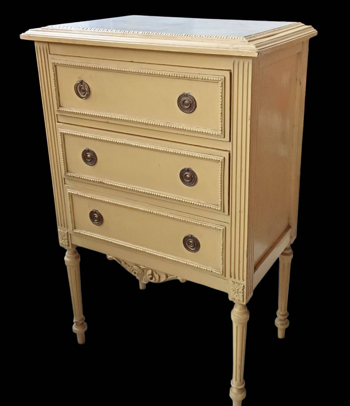 Antique small side table, Louis XVI style chest of drawers