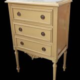 Antique small side table, Louis XVI style chest of drawers