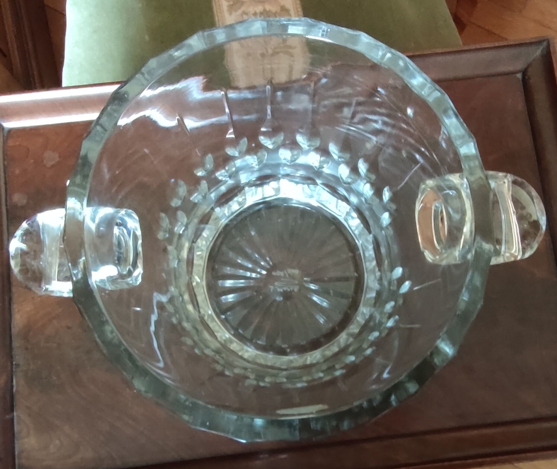 Old hand-cut crystal champagne bucket