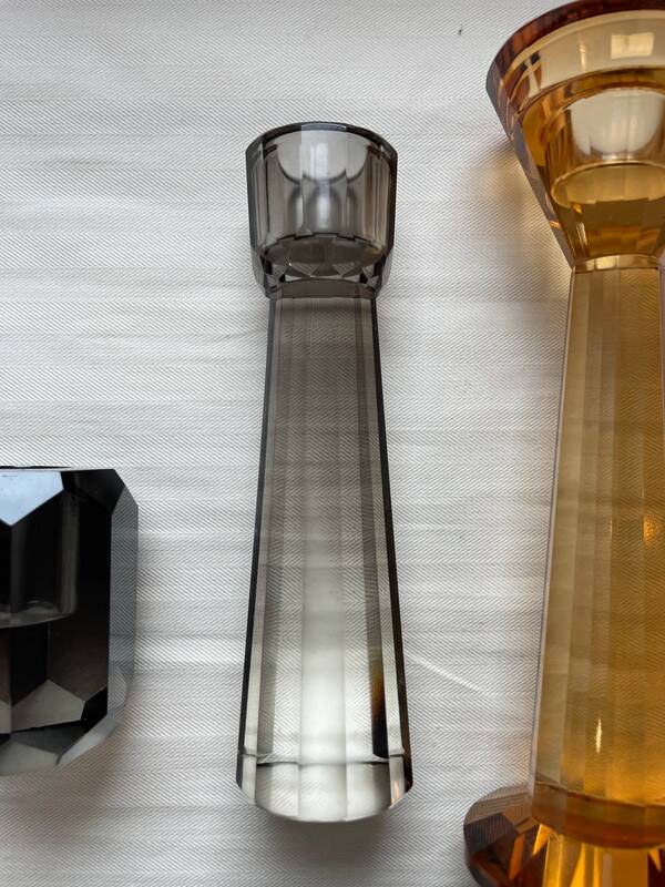 4 designer candle holders in colored glass