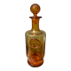 Amber blown and bubbled glass bottle / Biot style signed