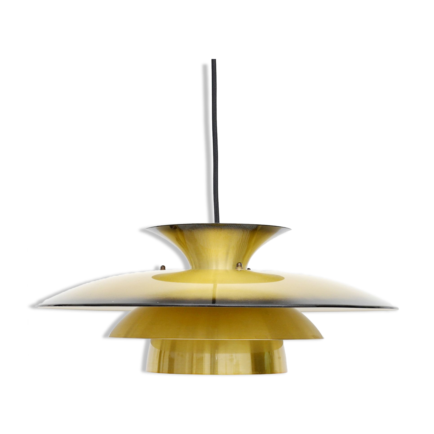 Vintage Pendant Lamp In Golden Brass, Denmark 1970s