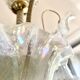 Murano chandelier with 3 iridescent flowers, 1980.