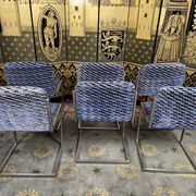 Suite of 6 vintage chairs 1970 velvet and stainless steel
