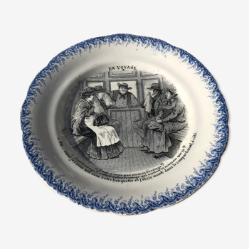 Talking plate "En voyage" n•IX - faience factory Choisy le roi