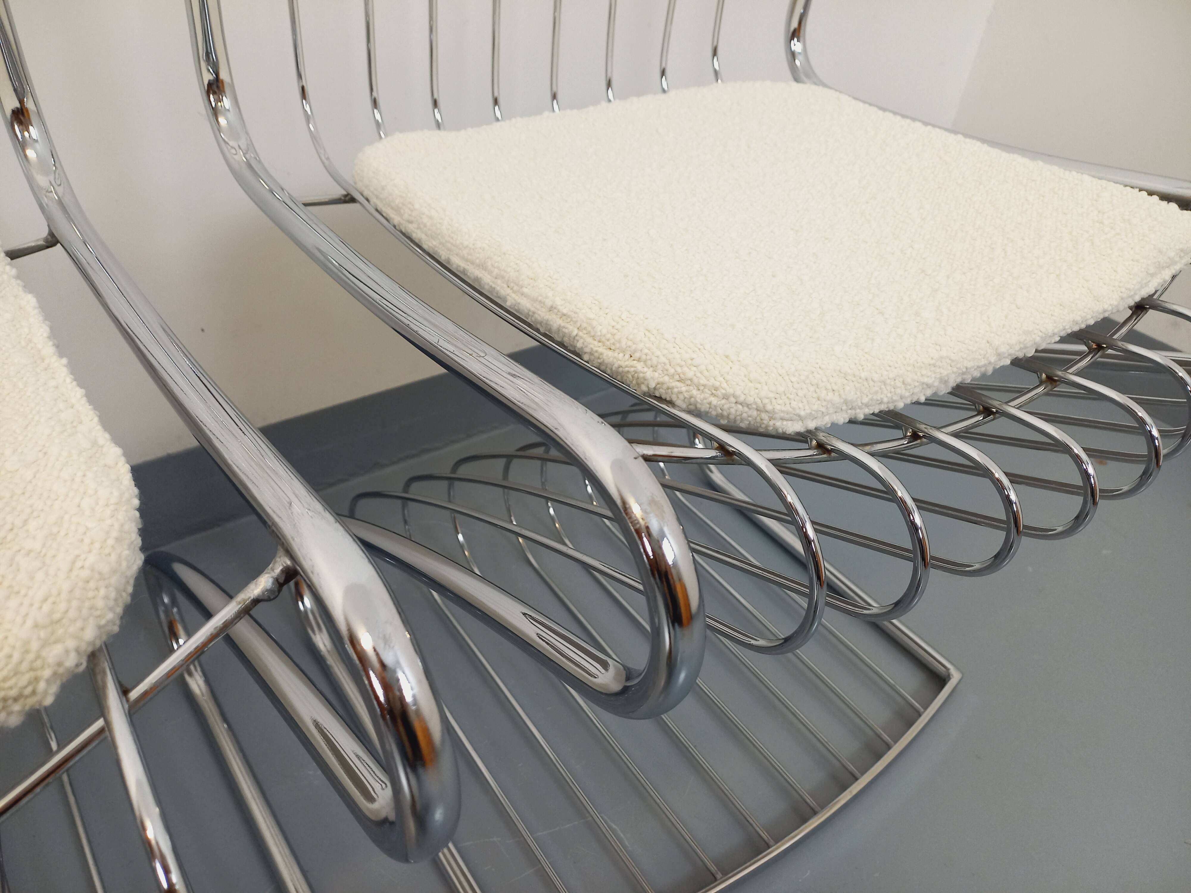 Set of 4 vintage Italian chairs by Gastone Rinaldi in chrome metal.