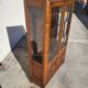 Petite vitrine bibliotheque a petits carreaux et marqueterie ancienne