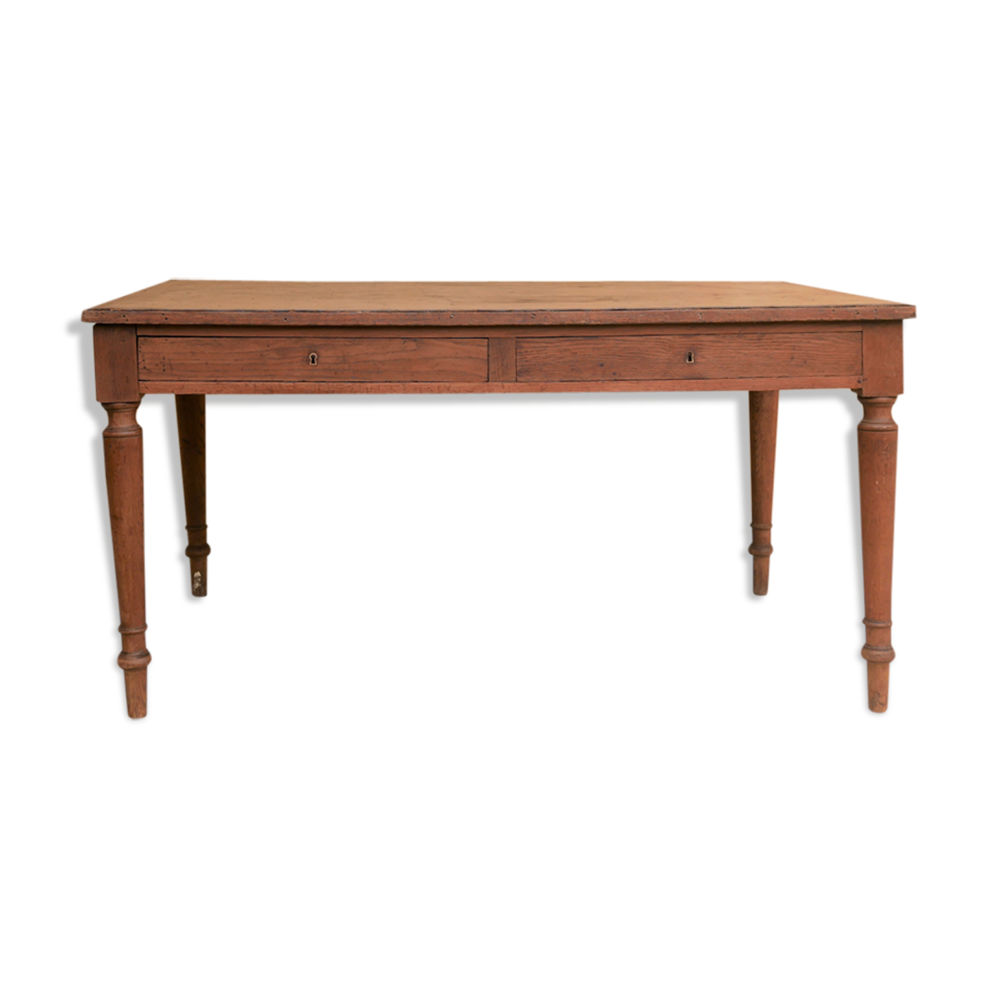 Vintage wooden and leather desk dining table