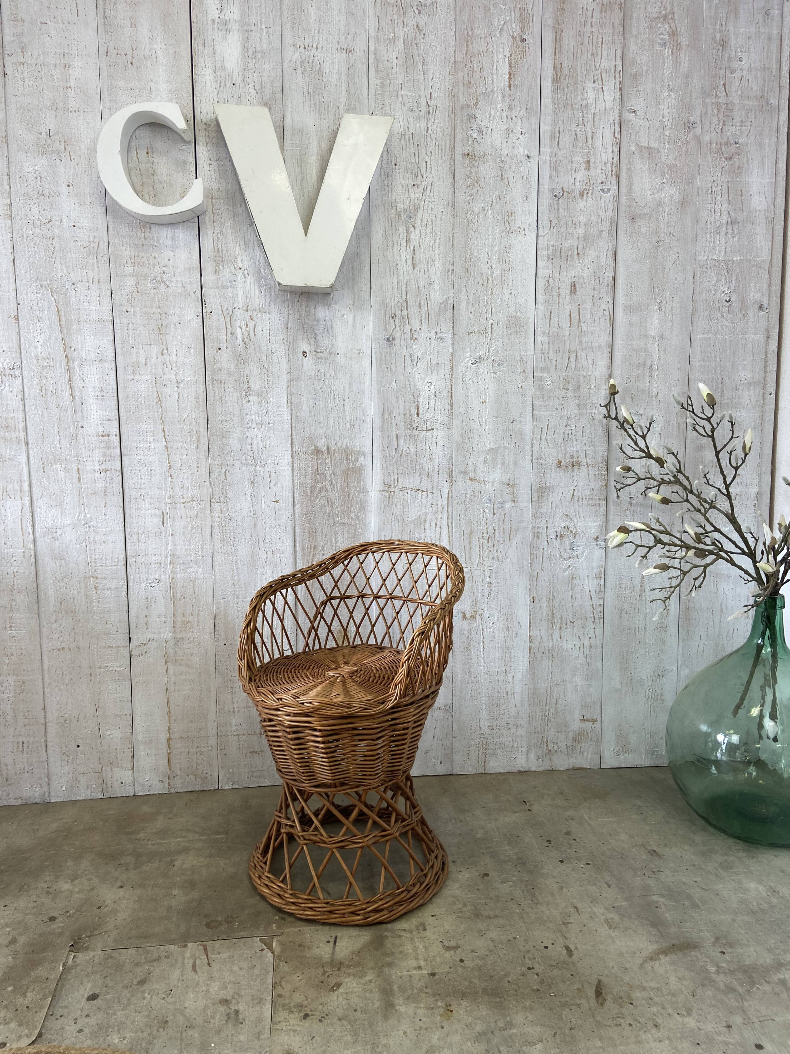 Vintage wicker children's armchair