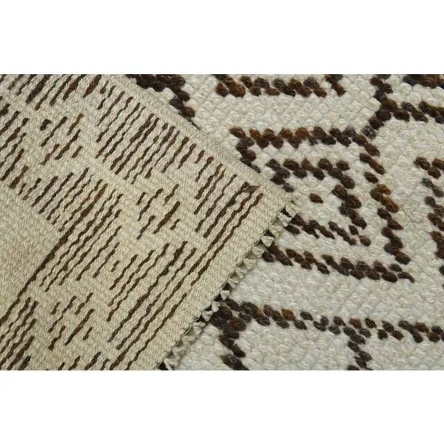 1970s Vintage Turkish Handmade Wool & Cotton Beige Runner Rug 89x320