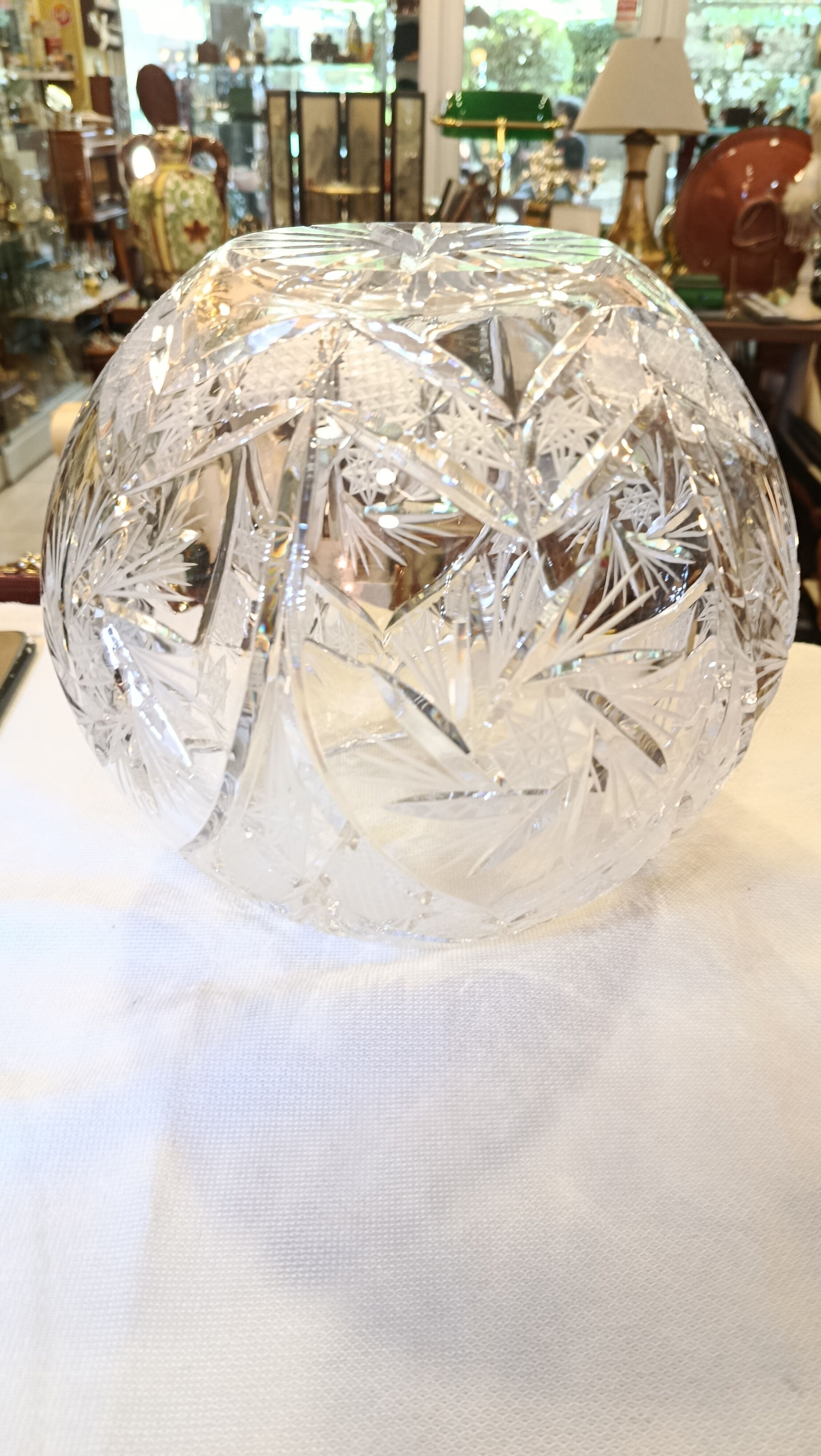Vintage Bohemian crystal large vase