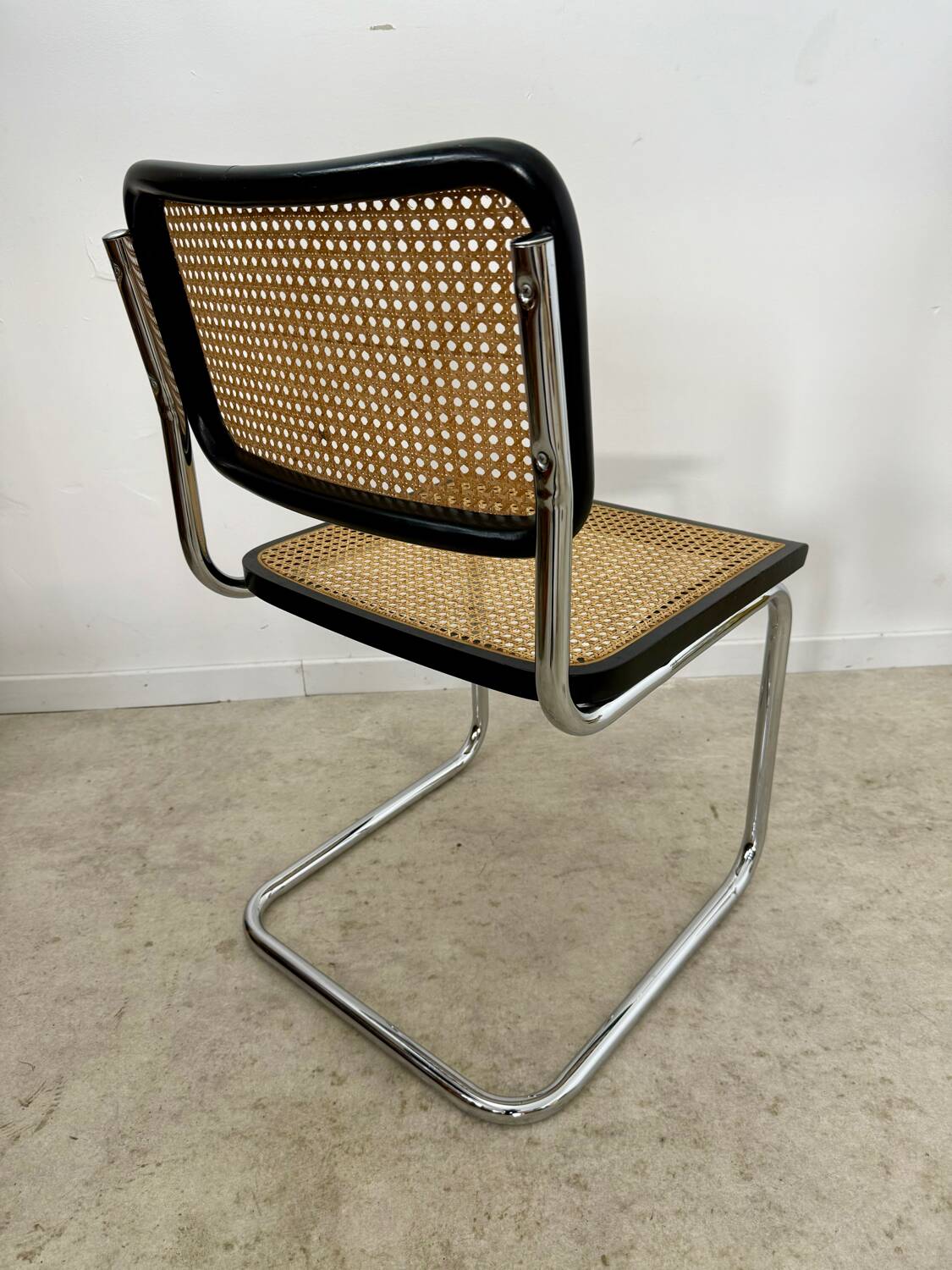 Old black caned chair Cesca B32 design Marcel Breuer 1970 Made in Italy vintage