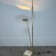 70s design floor lamp, brass and travertine, Hollywood Regency