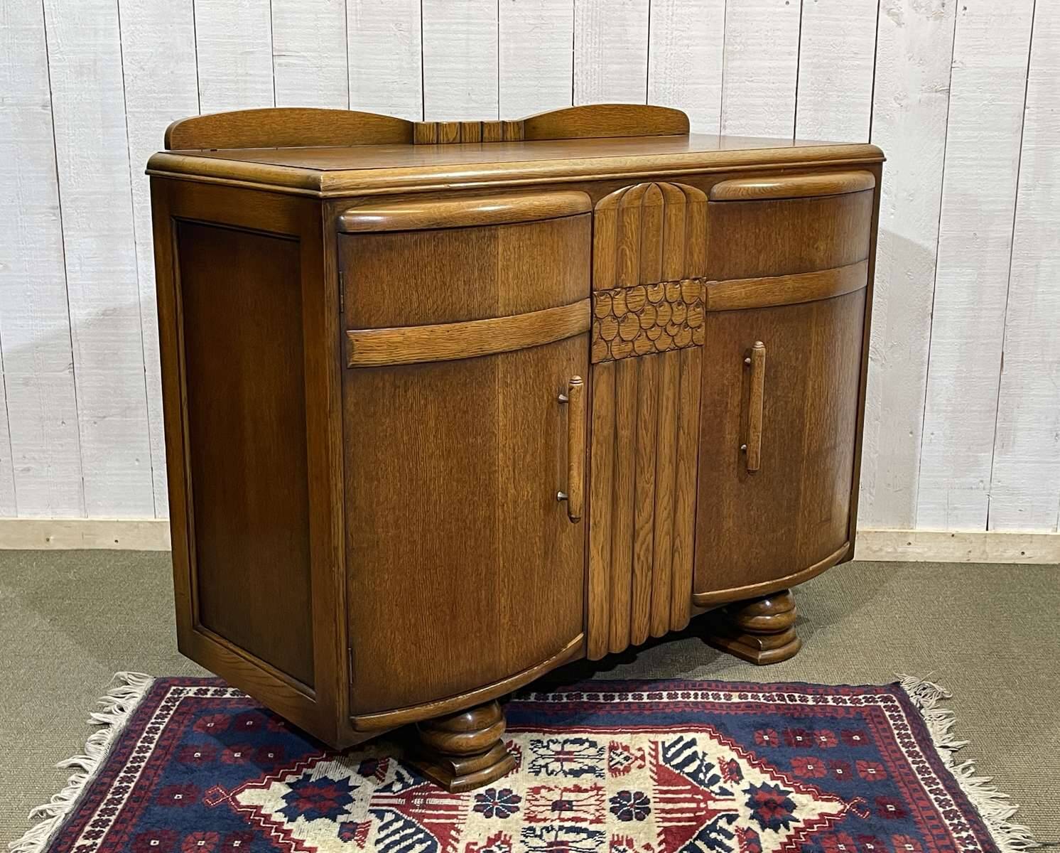 1950s English Art Deco oak sideboard