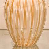 Elegant vintage Murano table lamp with swirled gold & white stripes, Italy 1980s