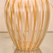 Elegant vintage Murano table lamp with swirled gold & white stripes, Italy 1980s