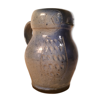 Pitcher owl owl ceramic blue