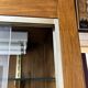 Set of 2 large vintage wooden and glass display cabinets – integrated lighting