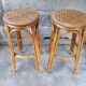 Bar en rotin vintage & ses tabourets