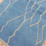 Beni Ouarain Berber rug in glacier blue with relief patterns - 152 x 100 cm