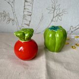 Barbotine salt and pepper shaker set