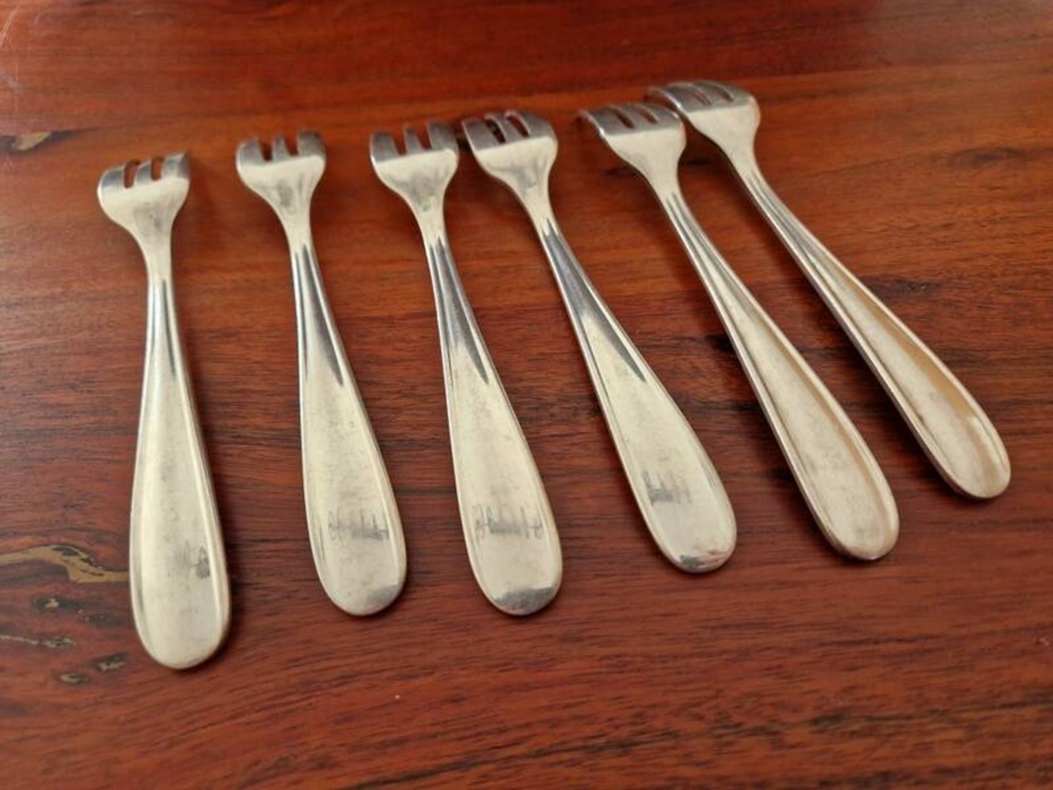 Christofle - Set of 6 Dax model cake forks in silver-plated metal