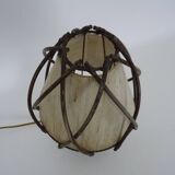 Bedside lamp, table lamp in rattan, bamboo Louis Sognot. 50s