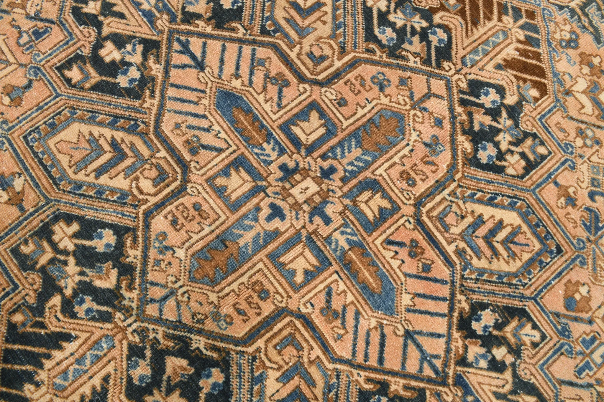 Navy Blue & Peach Oriental Persian Rug, Oriental Pattern Living Room Decor