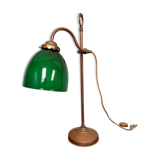 Lampe de bureau Art déco en laiton et opaline verte, 1920-30