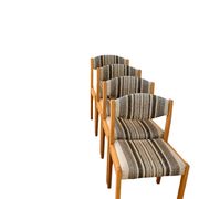 Suite de 4 chaises self hêtre laiton et laine 1960