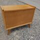 Commode vintage 3 tiroirs en chêne et rotin - années 60