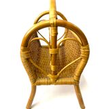 Magazine door in rattan and vintage bamboo