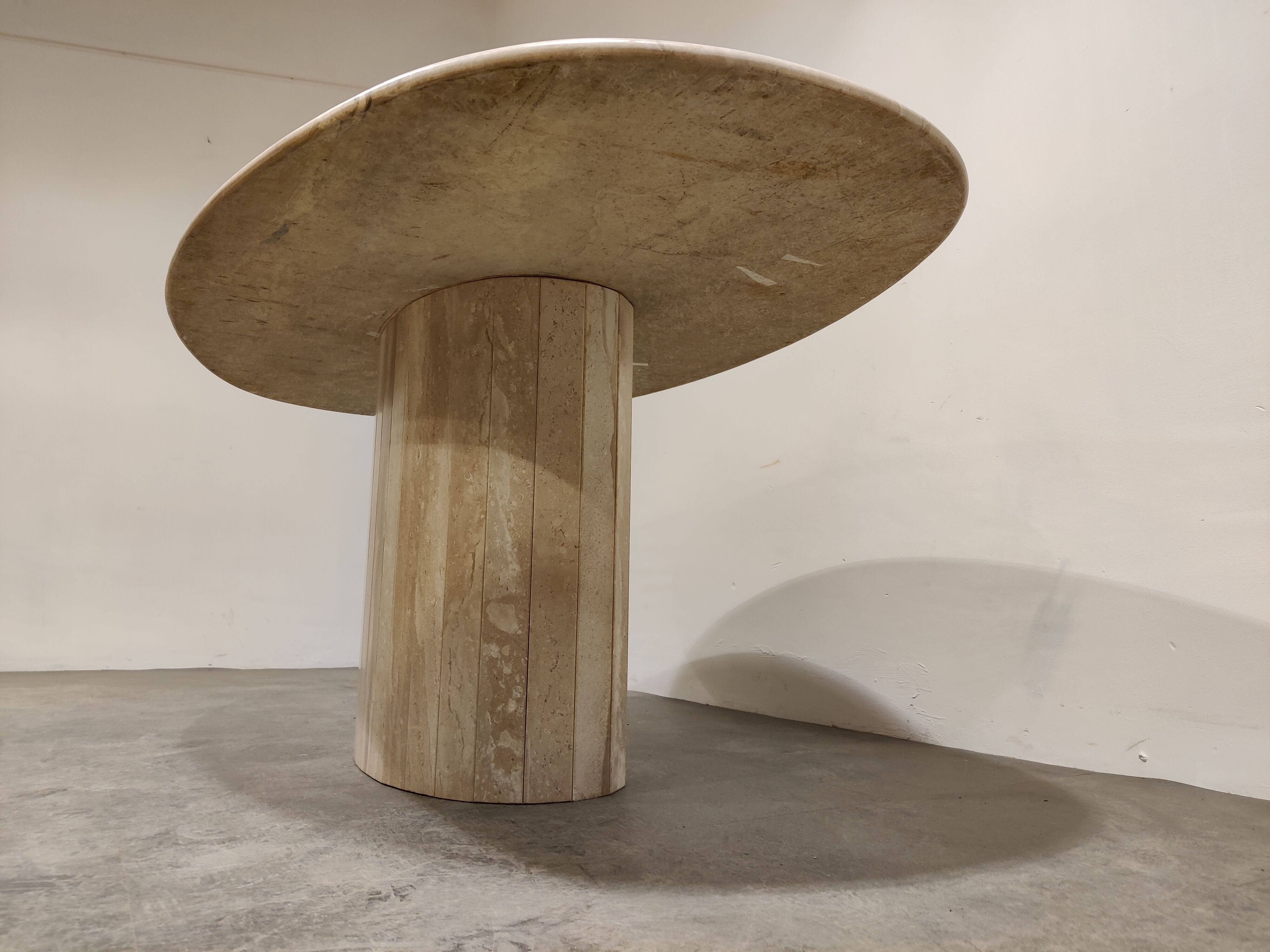 Vintage oval travertine dining table, 1970s