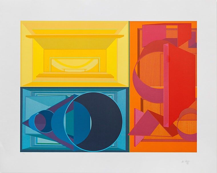 Lithographie originale sur papier Al Held, Jewel of Dalmatia, 1991