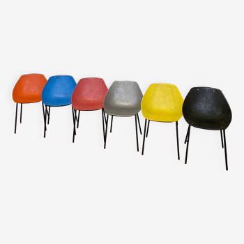 6 shell chairs - Pierre Guariche