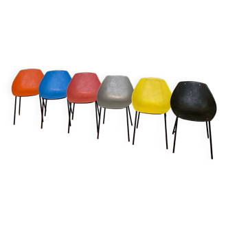 6 shell chairs - Pierre Guariche