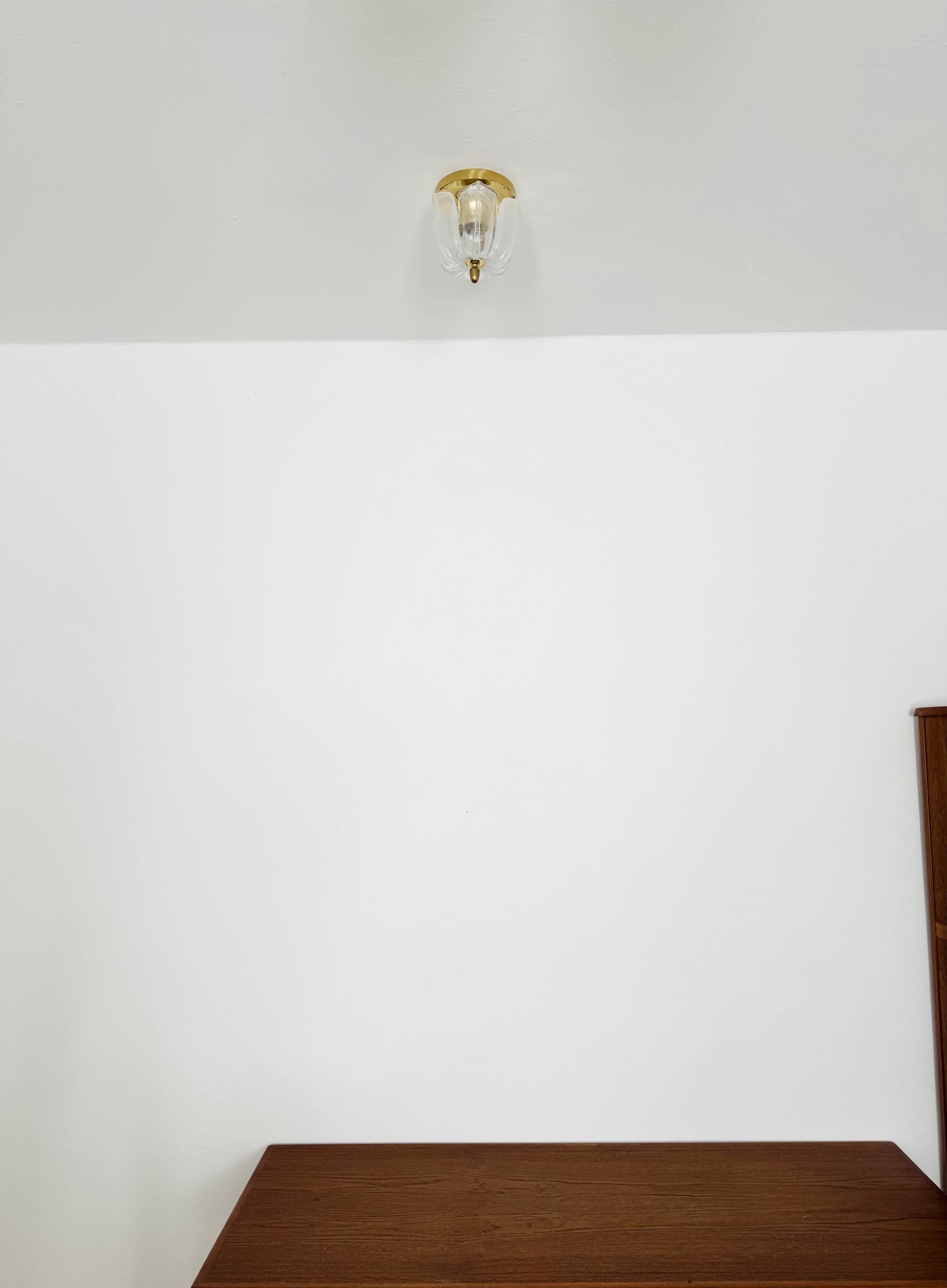 Brass and Glass Flush Light by Glashütte Limburg