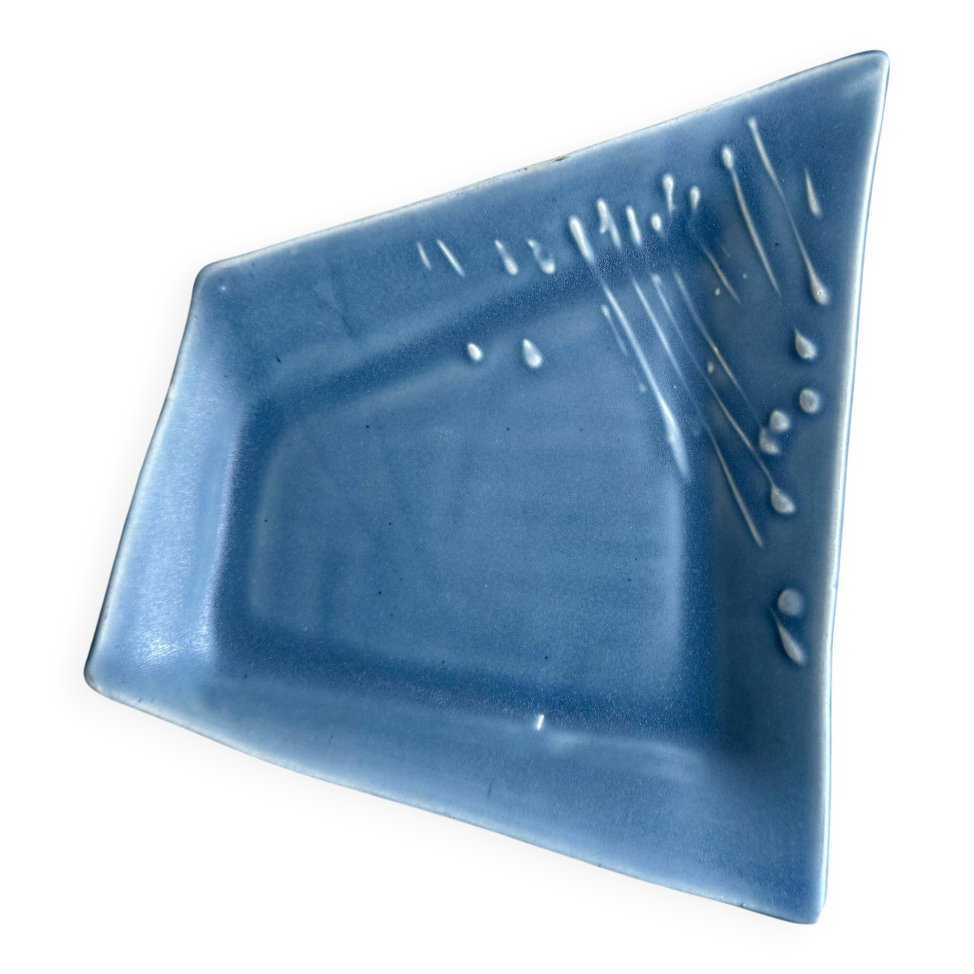 Vintage blue studio pottery signed dish