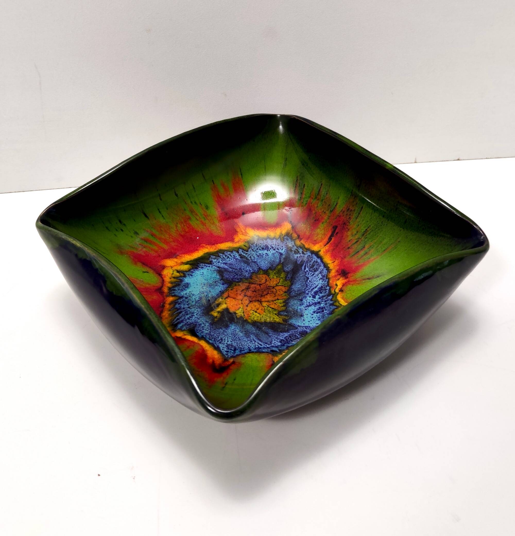 Black and Green Ceramic Vide Poche by Giovanni Poggi for San Giorgio