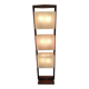 Column totem floor lamp in teak and frosted resin Scandinavian design