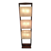 Lampadaire colonne totem en teck et résine givrée design scandinave