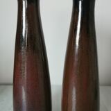 Pair of enamelled ceramic candlesticks