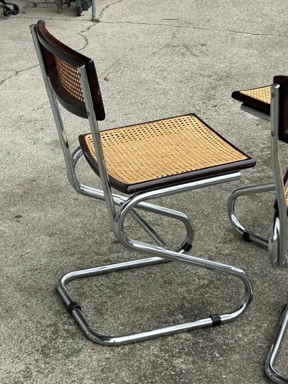 Set of Four Vintage Italian Tubular Chairs Bauhaus Style Marcel Breuer Circa 1970